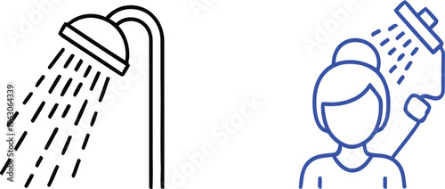 A person taking a refreshing shower with water pouring down