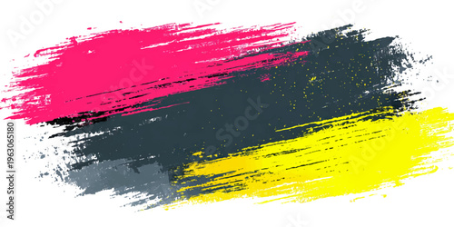 Artistic grunge design featuring a colorful watercolor paint splash and ink splatter texture over the national flags of Germany and Belgium on a dirty paper pattern illustration