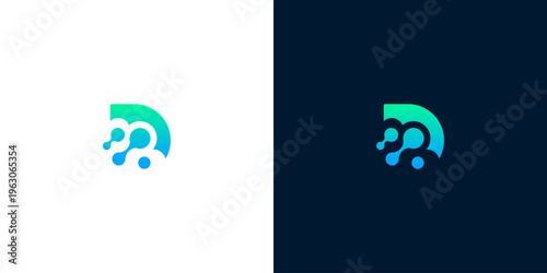 Modern Abstract Letter D Logo Design with Digital Connection Concept, Representing Innovation, Technology, and Network Communication for a Modern Business Identity