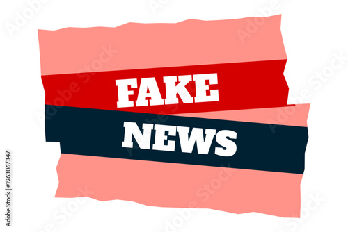 Fake News Concept Banner with Bold Typography and Paper Cut Style Background Vector Illustration