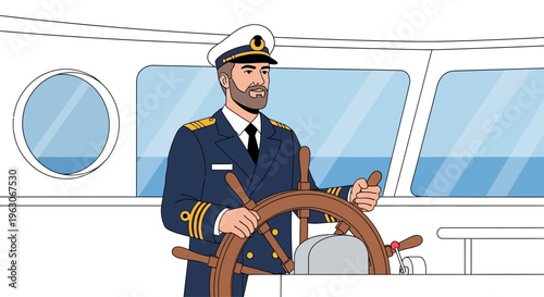 Ship Captain Steering Wheel Navigation Nautical Maritime Officer