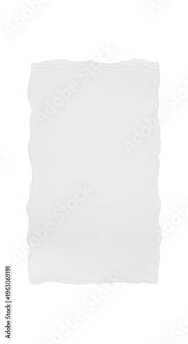A white piece of torn paper isolated on transparent background