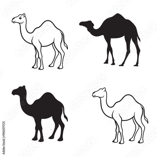 Simple Camel Outline Illustration for Kids Coloring and Crafts