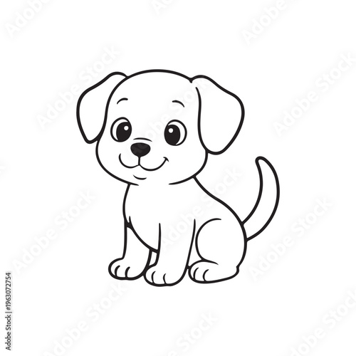 Cute Cartoon Puppy Line Art Illustration for Kids Coloring and Crafts
