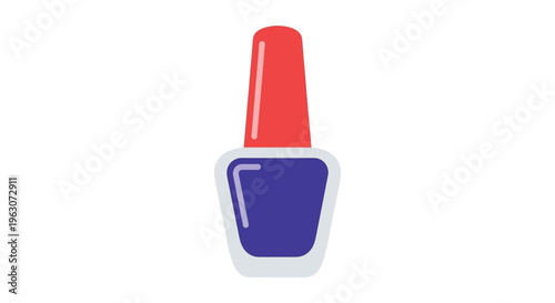 Nail polish bottle in vibrant purple color with red cap in bright lighting for beauty product advertising