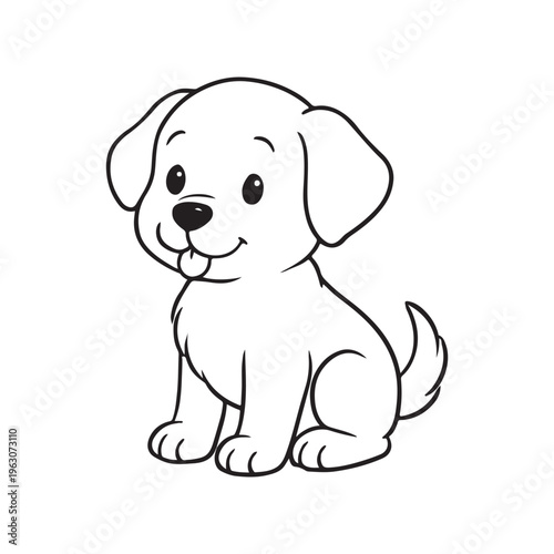 Cute Cartoon Puppy Line Art Illustration for Kids Coloring and Crafts