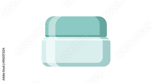 Teal cream jar in pastel colors minimalist flat design for skincare product packaging