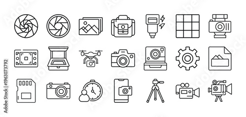 Collection of photography and videography related icons and symbols