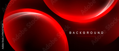 Abstract red design. Smooth curves create dynamic layers, glowing effect. Dark background emphasizes vibrant shapes. Modern, sleek presentation.