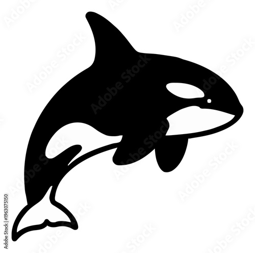 Orca killer whale side view vector illustration on w.... Generative AI
