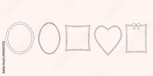 Collection of hand drawn frame shapes in a linear style