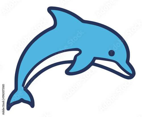Dolphin mammal side view vector icon on white backgr.... Generative AI