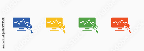 Monitoring Icon Set Color Multiple Style Collection Element For Design