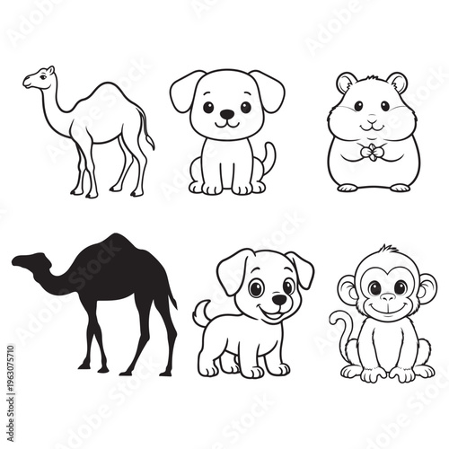 Classic Soccer Ball and Beach Ball Line Art Illustration Set for Sports and Summer Crafts