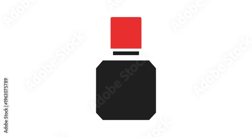 Simple black bottle with red cap in minimalistic flat design for branding