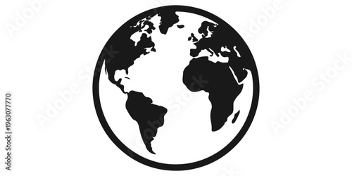 3D vector illustration of a blue Earth globe icon showing world continents and oceans for global travel and international business concepts