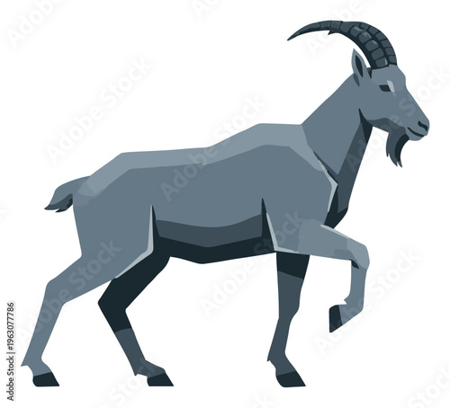 Alpine mountain goat vector illustration side view i.... Generative AI