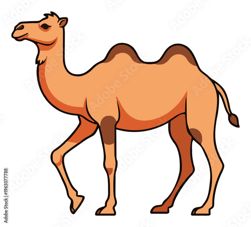Two-humped bactrian camel vector illustration side v.... Generative AI