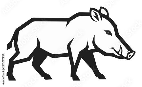 Peccary javelina vector side view illustration. Generative AI