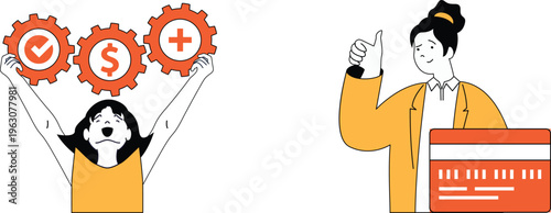 Two individuals celebrating success with financial growth and positive business outcomes together joyfully