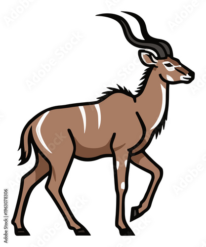 Kudu antelope vector side view illustration. Generative AI