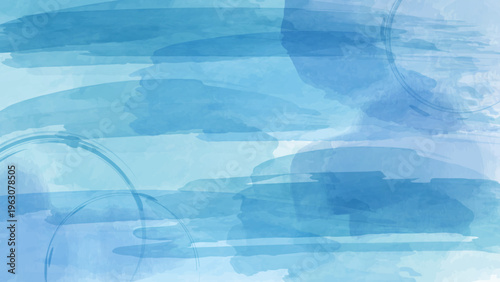 筆で描いた丸と青色の水彩テクスチャ背景
Brush-drawn circles and a blue watercolor texture background