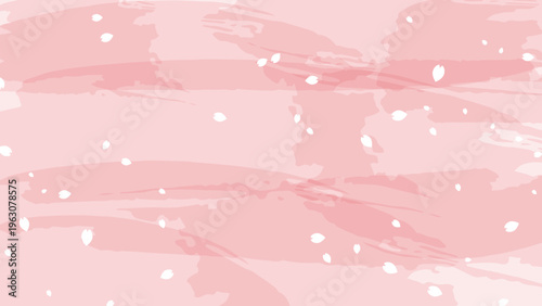 白色の花びらが舞うピンク色の背景
A pink background with white petals fluttering about.