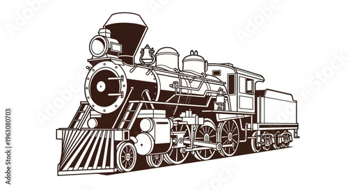 Vintage Steam Locomotive Train Engine Front.