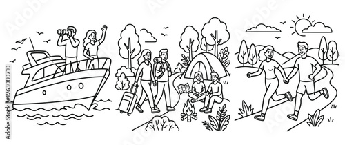 People on vacation. summer travel. camping in nature. healthy lifestyle.