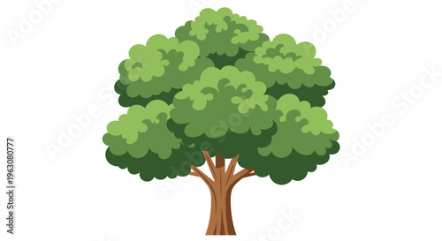 Tree with green leaves and trunk.