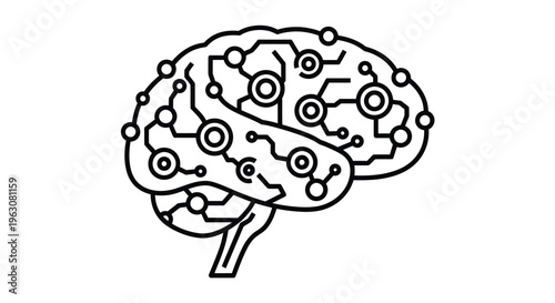 Brain with circuit board pattern.