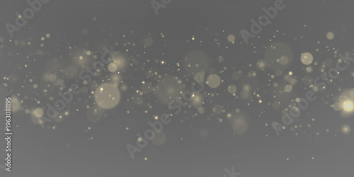Quadro su tela Yellow dust glimmers in glowing light, scattering sparkle, glitter across bokeh