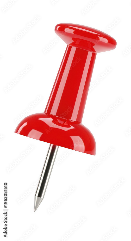 Naklejka premium A red push pin isolated on transparent background
