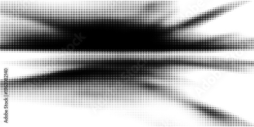 Abstract Black Halftone Dot Pattern Background with Grunge Speed Lines Texture and Distorted Polftone Vector Effect for Modern Graphic Design Layout and Poster Backgrounds