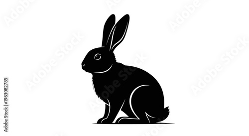 Black rabbit silhouette on a clean white background.