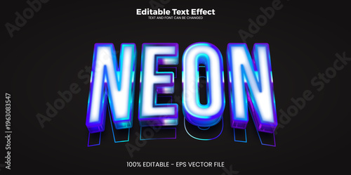 Neon editable text effect professional trendy and modern editable typography for graphic design.