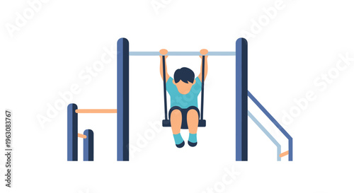 Boy doing pull ups on bars.