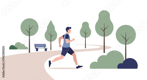 Man Running on a Path Outdoors.