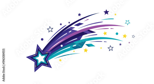 Colorful star with streaks and sparks.