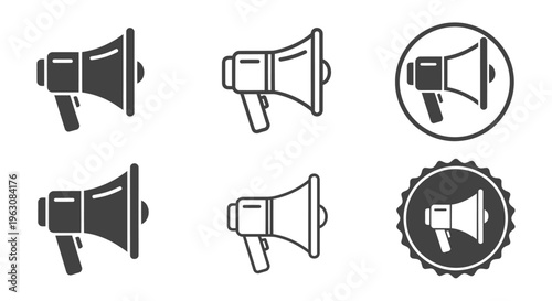 Black and white megaphone icons set.