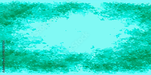 An abstract blue grunge watercolor background features a cold liquid texture with frozen ice patterns, light bubbles, and a splash of artful paper waves on a winter nature backdrop