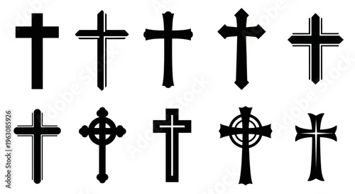 Collection of various Christian cross designs and religious symbols.