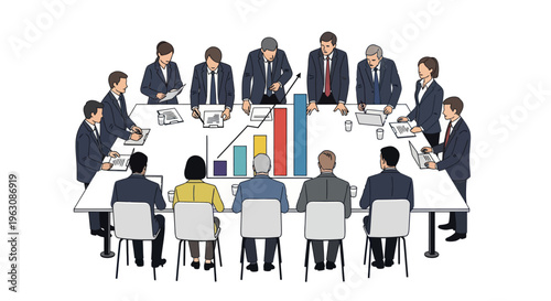 Business people sitting around table meeting.