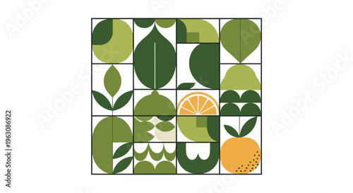 Variety of citrus fruits mosaic.