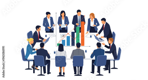 Business people sitting around a table.