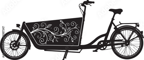 Black tricycle with floral on side panel bicycle bike