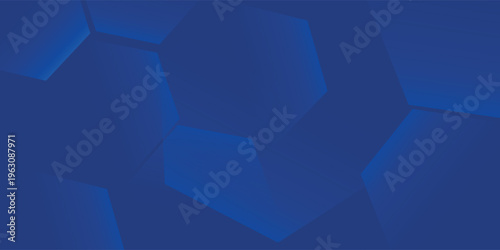 Modern abstract blue background with glowing geometric lines. Blue gradient hexagon shape design. Futuristic modern