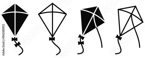 Minimal Kite Icon Set Outline Solid and Hand Drawn Styles Editable Vector for Web and Mobile
 UI Design