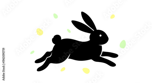Black rabbit running with energy and grace.