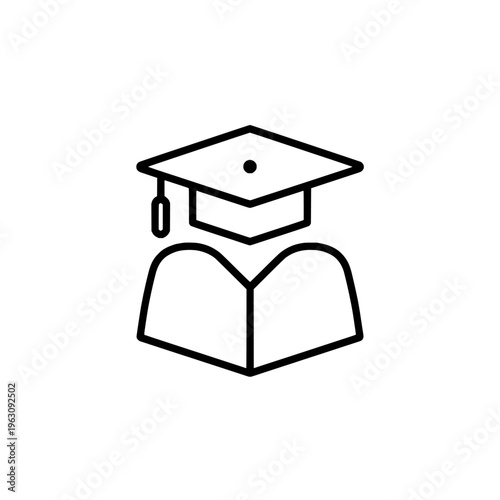 Graduation cap icon logo design. Mortarboard sign and symbol. Academic hat icon. Education success achievement element.